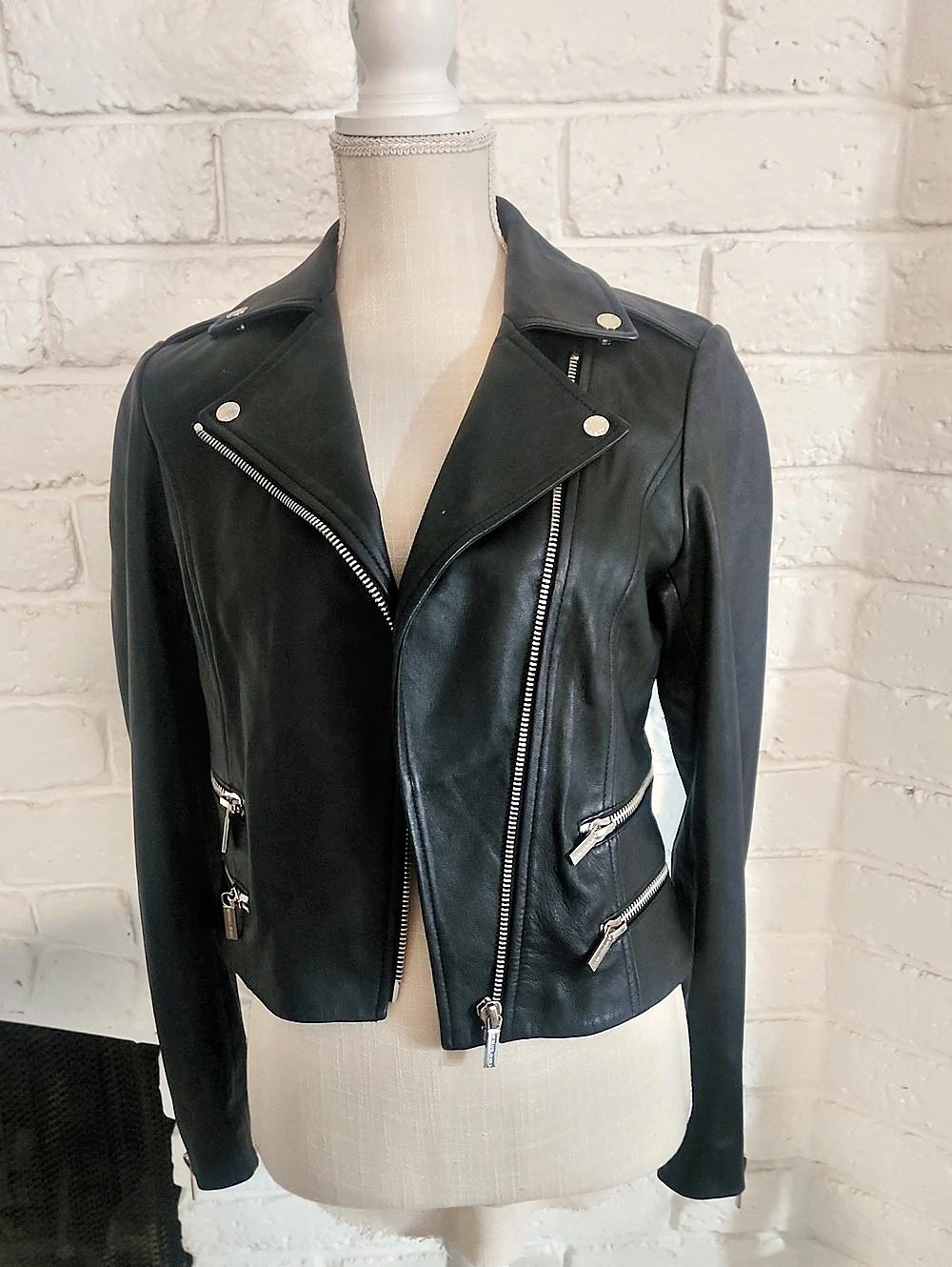 Michael Kors Black Moto Leather Jacket